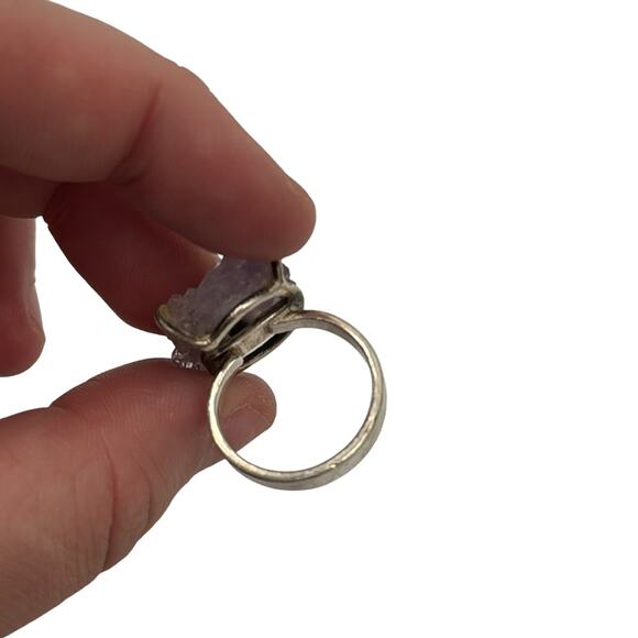 Raw Amethyst Sterling silver adjustable ring - Picture 3 of 4